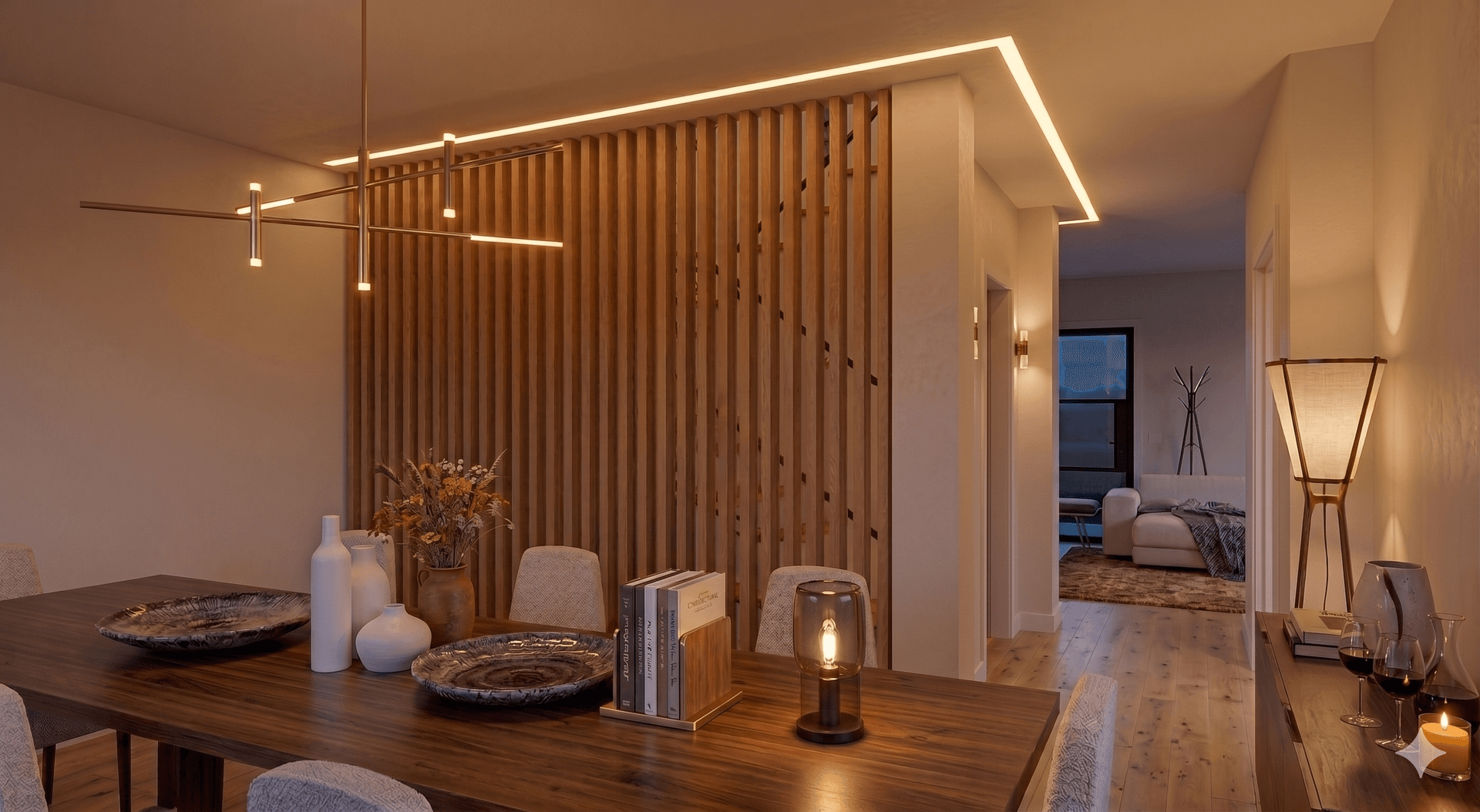 Render interior sala de jantar
